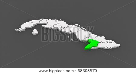 Map of Granma. Cuba. 3d