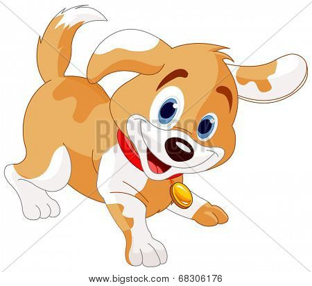 Illustration of very cute playful puppy