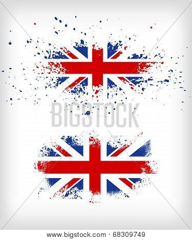 Grunge British Ink Splattered Flag Vectors