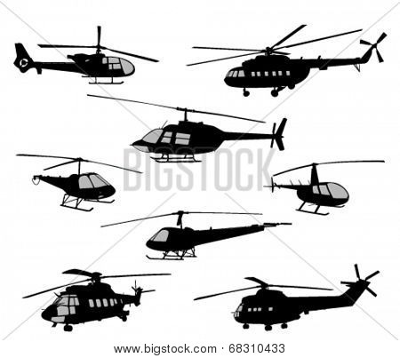 helicopters silhouettes collection