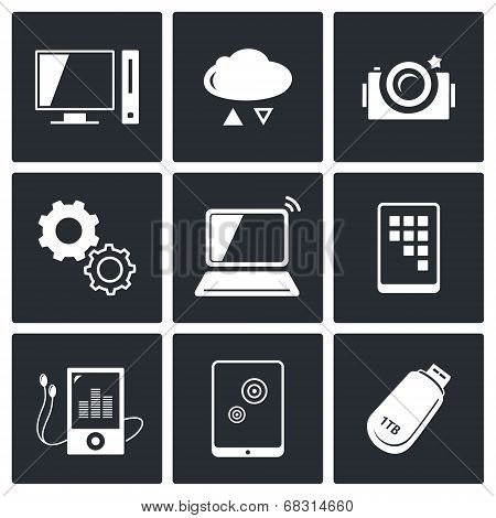 exchange of information technology icons set