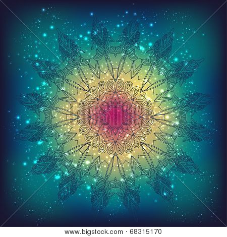 vector delicate lace round floral pattern