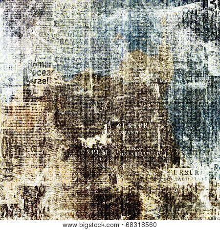 Grunge Abstract Newspaper Background For Design With Old Torn Posters