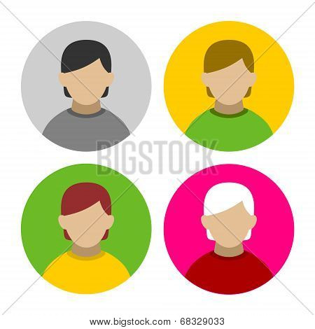 Colorful Businessman Userpics Icons Set in Flat Style. Vector
