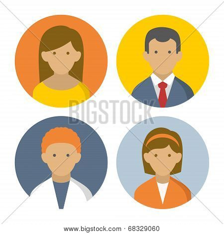 Colorful Peoples Userpics Icons Set in Flat Style. Vector