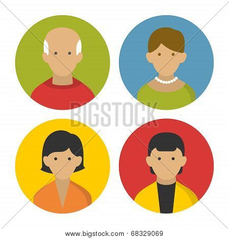 Colorful Peoples Userpics Icons Set in Flat Style. Vector