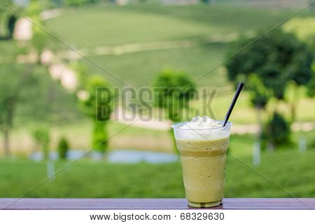 Ice Green Tea Smoothies On Tea Plantation Blackguard