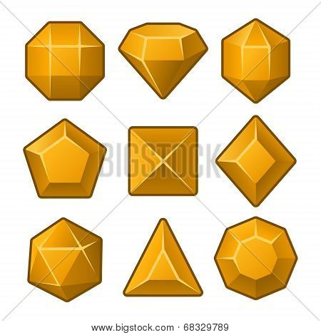 Set of Orange Gems for Match3 Games. Vector