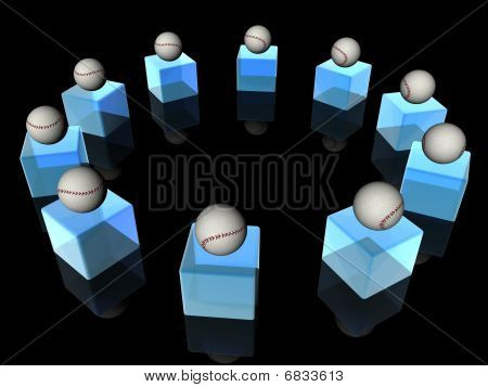 Baseballs on cubes