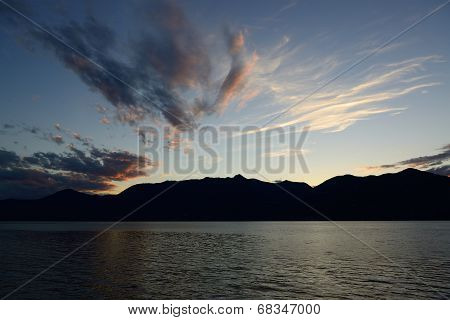 Maggiore Lake, Sunset From Lakefront Of Luino