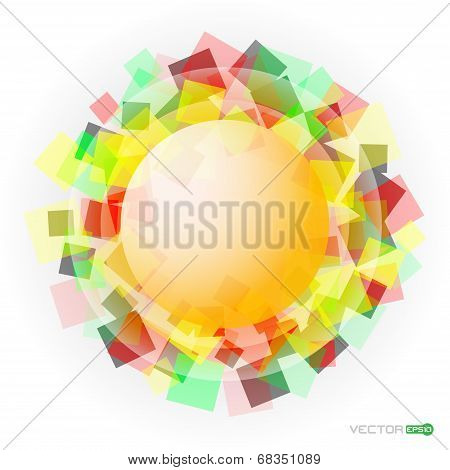 yellow translucent sphere with colored squares