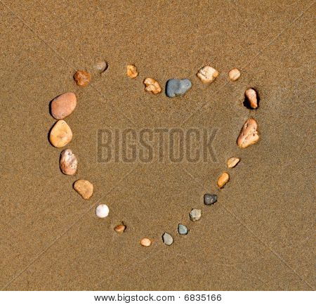 Hjerte fra en sten på Sand