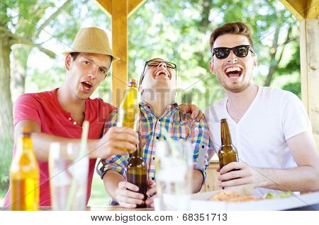 Friends drinking and chatting