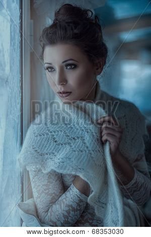 Girl In Fluffy Scarf.