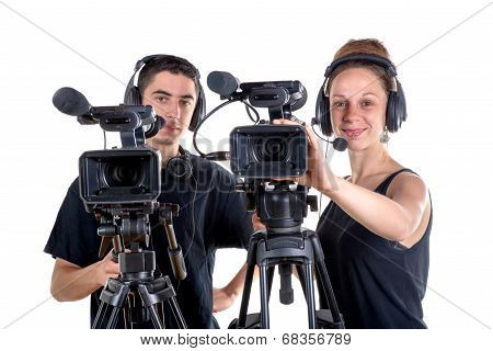 Young Man And Young Woman With  Camera