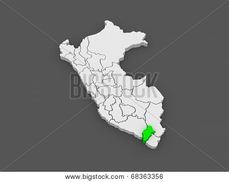 Map of Moquegua. Peru. 3d