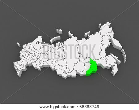 Map of the Russian Federation. Trans-Baikal Territory. 3d