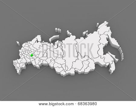 Map of the Russian Federation. Republic of Chuvashia. 3d