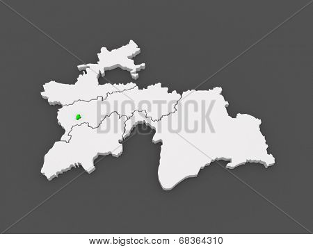 Map of Dushanbe. Tajikistan. 3d