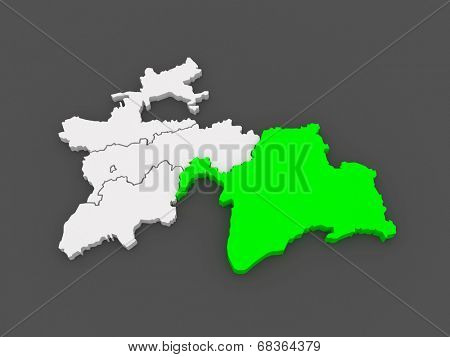 Map of Gorno-Badakhshan. Tajikistan. 3d