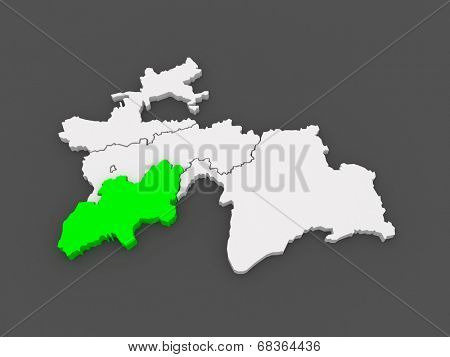 Map of Khatlon. Tajikistan. 3d