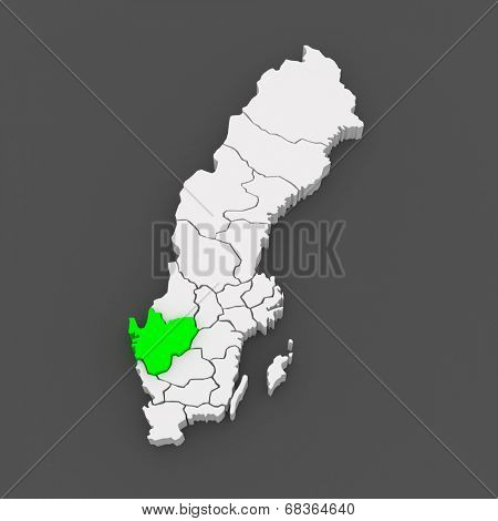Map of Vastergotland. Sweden. 3d