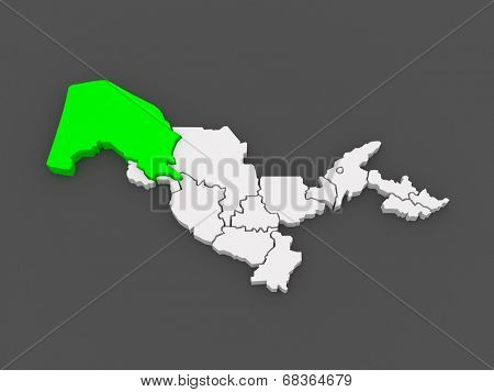 Map of Karakalpakstan. Uzbekistan. 3d