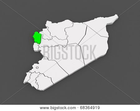Map of Latakia. Syria. 3d