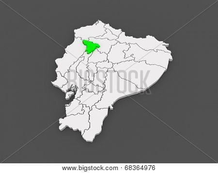 Map of Santo Domingo de los Tsachilas. Ecuador. 3d