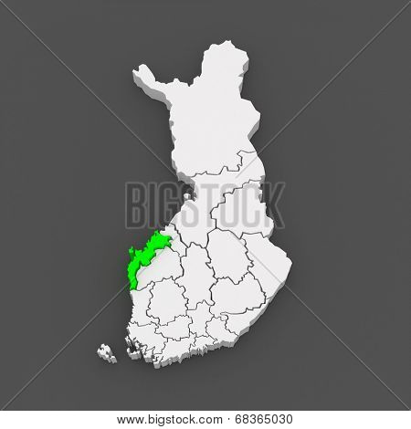 Map of Ostrobothnia. Finland. 3d