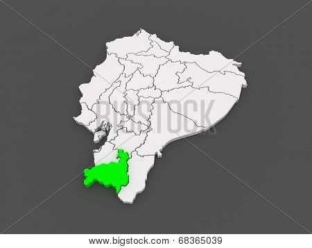 Map of Loja. Ecuador. 3d