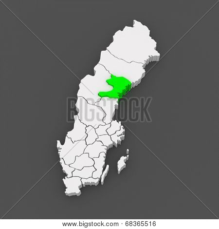 Map of Vasternorrland. Sweden. 3d