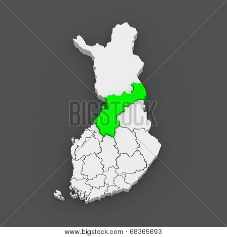 Map of Northern Ostrobothnia. Finland. 3d