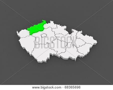 Map of Usti region. Czech Republic. 3d