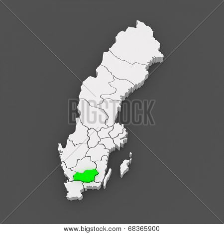 Map of Vaxjo. Sweden. 3d