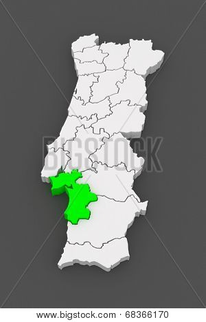 Map of Setubal. Portugal. 3d