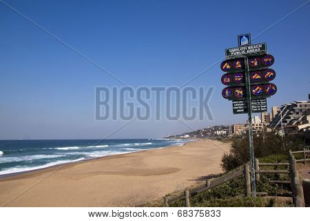 View Of Empty Beach At Umdloti, Durban South Africa