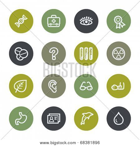 Medicine web icons set, color buttons