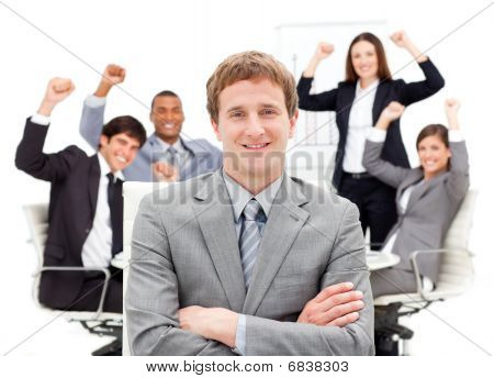 Succesful Business Team Punching The Air