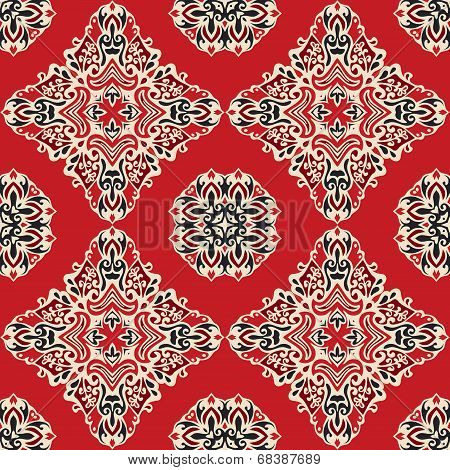Red ethnic abstract seamless vector pattern