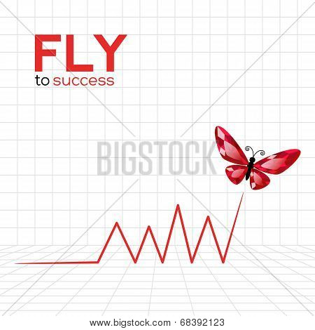 Success Graphic With Ruby Butterfly