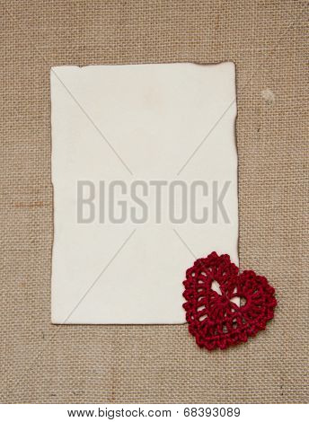 Valentine card with crochet heart