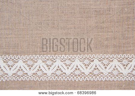 Burlap background with lace