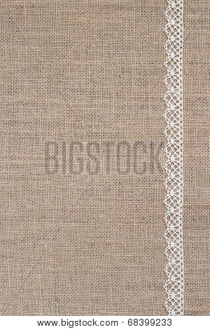 Burlap background with lace