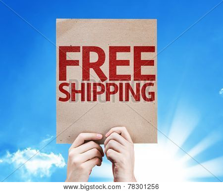 Free Shipping card on sky background