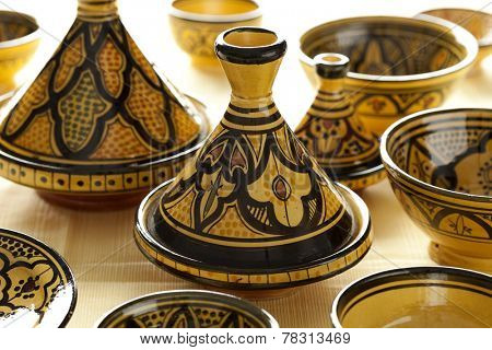 Moroccan ceramic tagines on the market