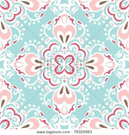 Seamless abstract floral  tiled pattern vector