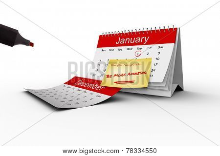 Composite image of new years resolutions on january calendar