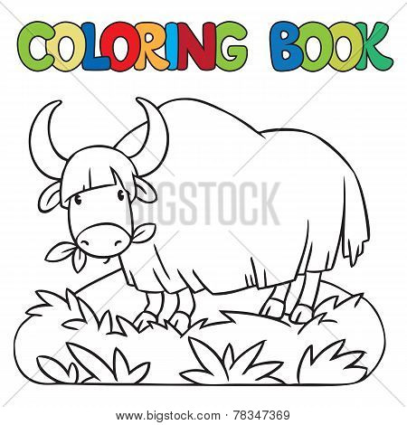 Coloring Book Of Funny Wild Yak