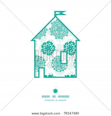 Vector abstract green decorative circles stars striped house silhouette pattern frame